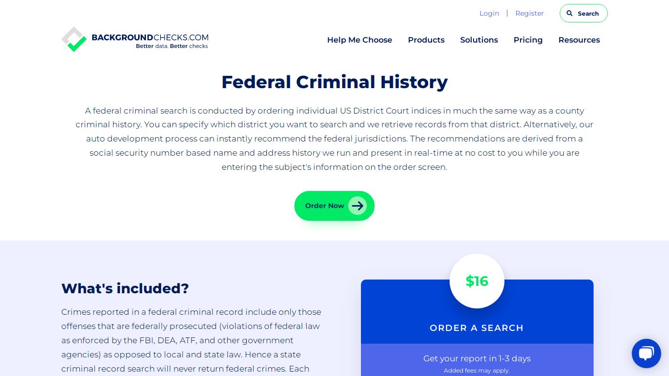 Federal Criminal History - background checks